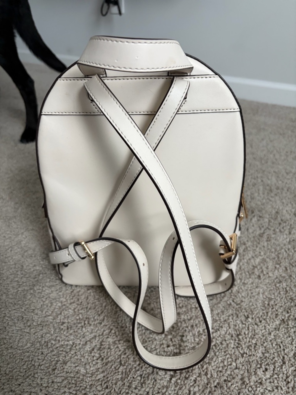 Michael Kors Cream Pebbled Leather Backpack with Gold Hardware - Picture 4 of 9